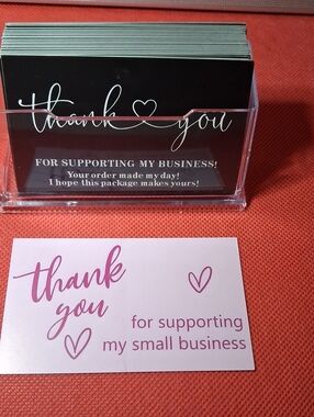 One Clear Acrylic Card Holder with 50ea Pink TY Cards And 50ea Black TY Cards.